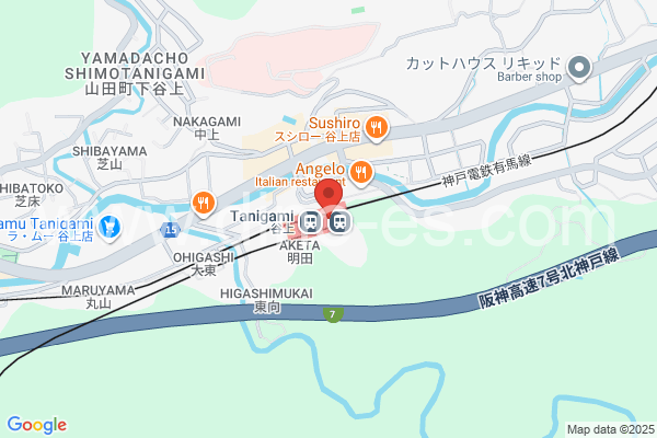 谷上メンズエステの地図です。map of Tanigami station where spa and massage salons are located
