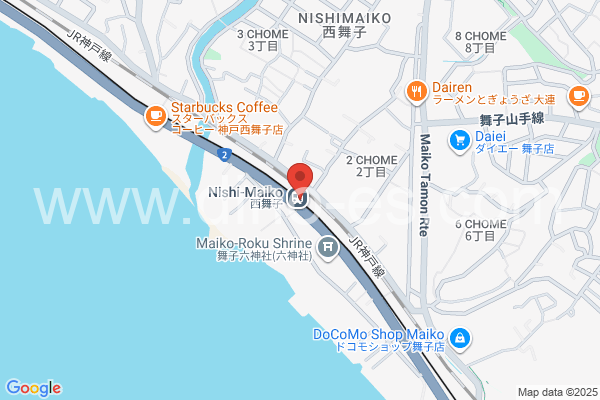 西舞子メンズエステの地図です。map of Nishi-Maiko station where spa and massage salons are located