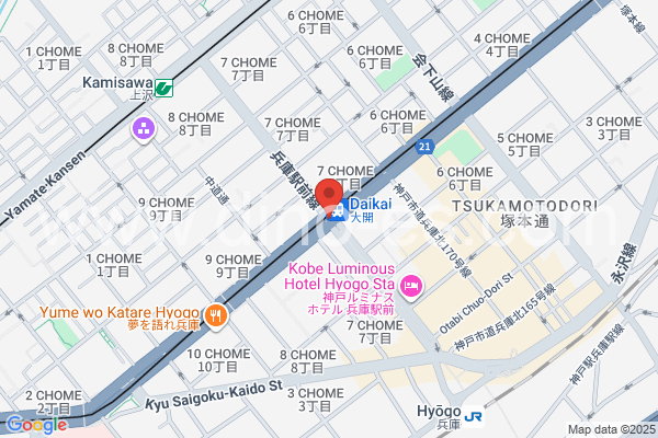 大開メンズエステの地図です。map of Daikai station where spa and massage salons are located