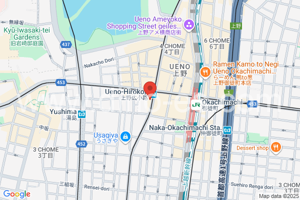 上野広小路メンズエステの地図です。map of Ueno-Hirokōji station where spa and massage salons are located