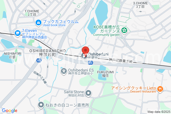 押部谷メンズエステの地図です。map of Oshibedani station where spa and massage salons are located