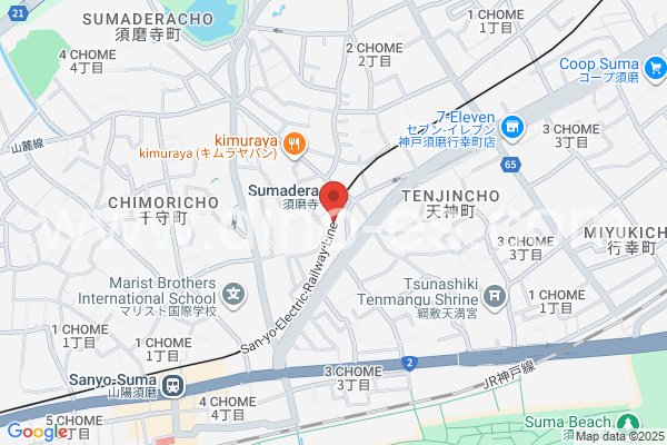 須磨寺メンズエステの地図です。map of Sumadera station where spa and massage salons are located