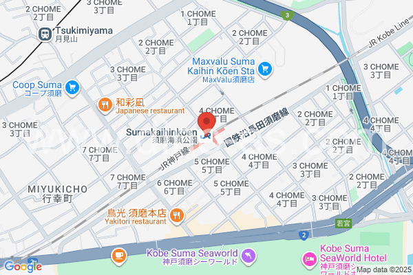 須磨海浜公園メンズエステの地図です。map of Suma-Kaihinkōen station where spa and massage salons are located
