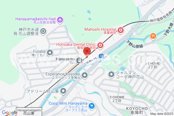花山メンズエステの地図です。map of Hanayama station where spa and massage salons are located
