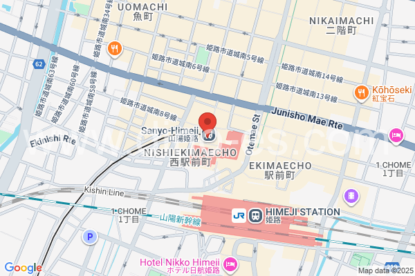 山陽姫路メンズエステの地図です。map of Sanyo Himeji station where spa and massage salons are located