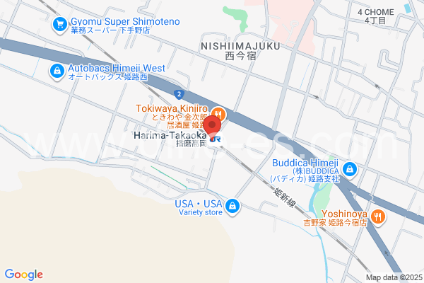 播磨高岡メンズエステの地図です。map of Harima-Takaoka station where spa and massage salons are located