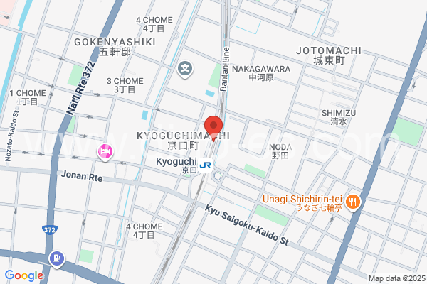 京口メンズエステの地図です。map of Kyōguchi station where spa and massage salons are located