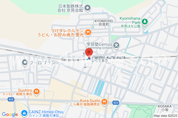 はりま勝原メンズエステの地図です。map of Harima-Katsuhara station where spa and massage salons are located