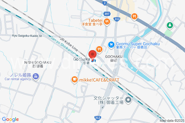 御着メンズエステの地図です。map of Gochaku station where spa and massage salons are located