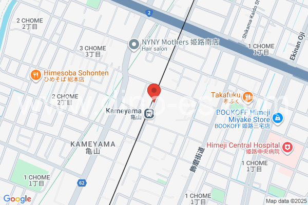 亀山(兵庫)メンズエステの地図です。map of Kameyama station where spa and massage salons are located