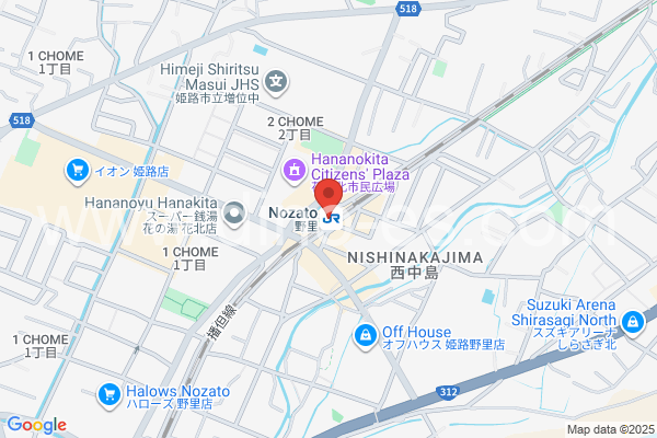野里メンズエステの地図です。map of Nozato station where spa and massage salons are located
