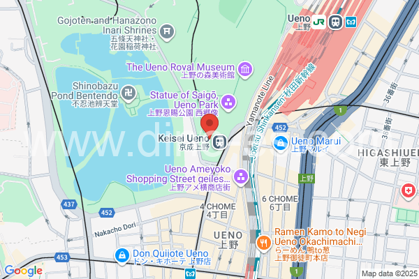京成上野メンズエステの地図です。map of Keisei Ueno station where spa and massage salons are located