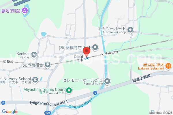 太市メンズエステの地図です。map of Ōichi station where spa and massage salons are located
