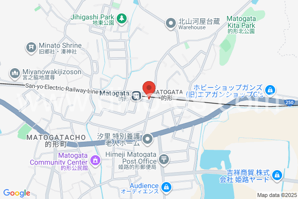 的形メンズエステの地図です。map of Matogata station where spa and massage salons are located