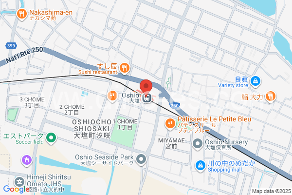 大塩メンズエステの地図です。map of Ōshio station where spa and massage salons are located