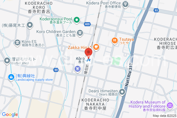 香呂メンズエステの地図です。map of Kōro station where spa and massage salons are located