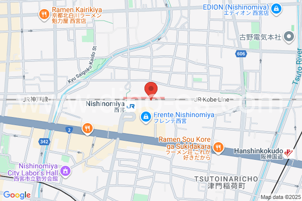 西宮(JR)メンズエステの地図です。map of Nishinomiya station where spa and massage salons are located
