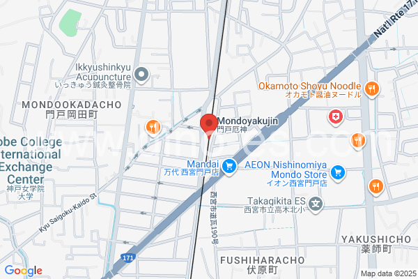 門戸厄神メンズエステの地図です。map of Mondoyakujin station where spa and massage salons are located