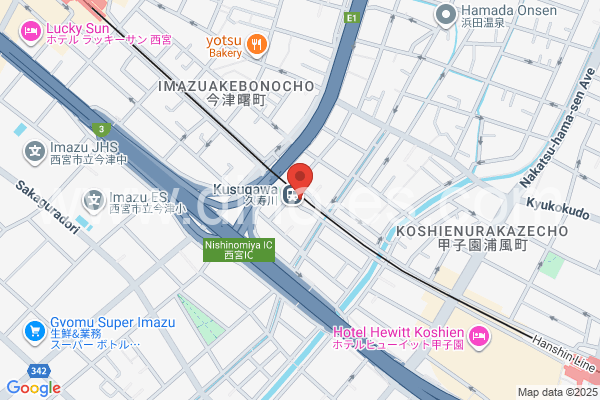 久寿川メンズエステの地図です。map of Kusugawa station where spa and massage salons are located