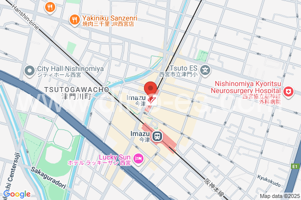 今津(阪急)メンズエステの地図です。map of Imazu station where spa and massage salons are located