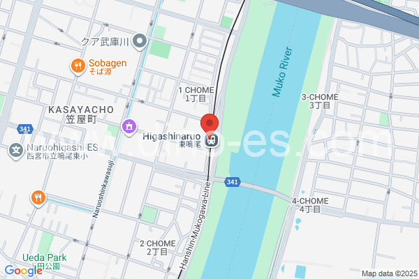 東鳴尾メンズエステの地図です。map of Higashi-Naruo station where spa and massage salons are located