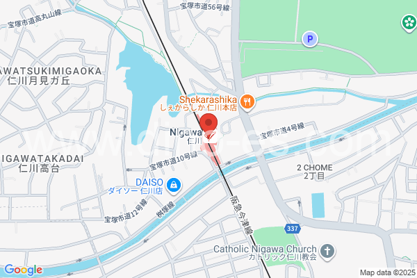 仁川メンズエステの地図です。map of Nigawa station where spa and massage salons are located