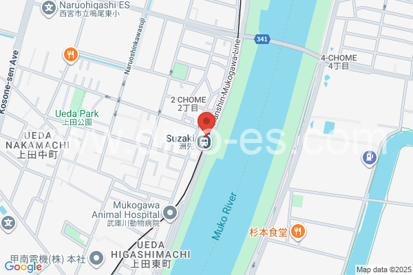 洲先メンズエステの地図です。map of Suzaki station where spa and massage salons are located