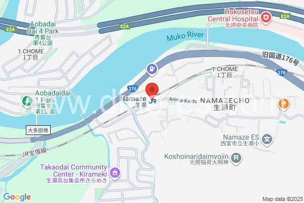 生瀬メンズエステの地図です。map of Namaze station where spa and massage salons are located