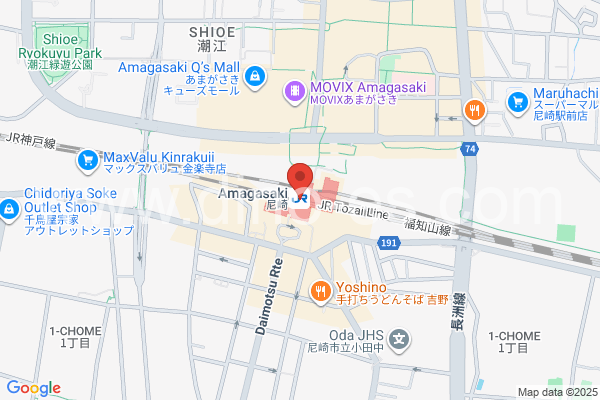 尼崎メンズエステの地図です。map of Amagasaki station where spa and massage salons are located