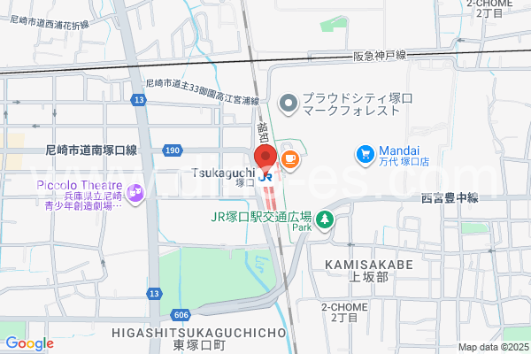 塚口(ＪＲ)メンズエステの地図です。map of Tsukaguchi station where spa and massage salons are located