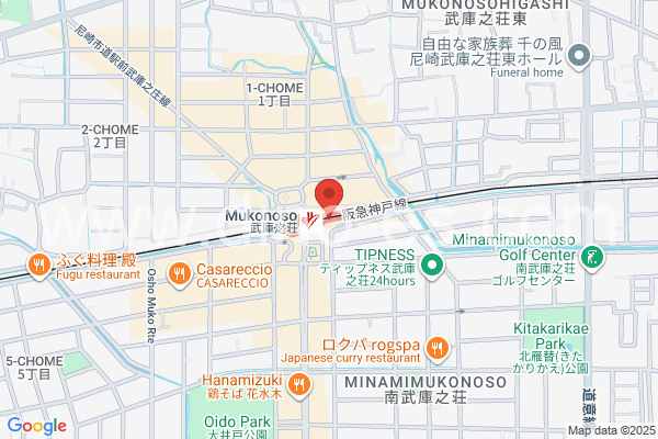 武庫之荘メンズエステの地図です。map of Mukonosō station where spa and massage salons are located