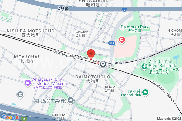 大物メンズエステの地図です。map of Daimotsu station where spa and massage salons are located