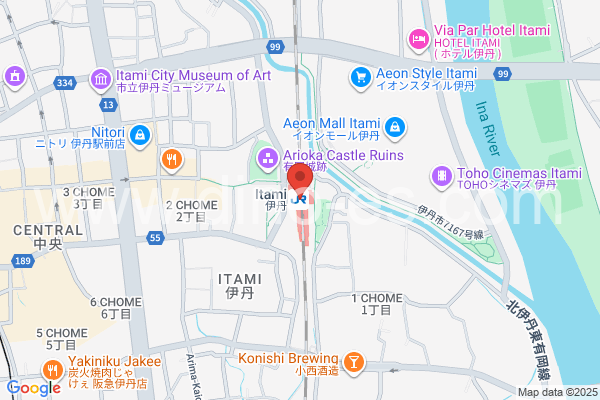 伊丹(JR)メンズエステの地図です。map of Itami station where spa and massage salons are located
