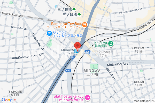 三ノ輪メンズエステの地図です。map of Minowa station where spa and massage salons are located