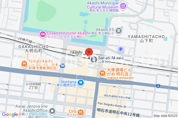 山陽明石メンズエステの地図です。map of Sanyo Akashi station where spa and massage salons are located