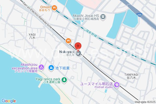 中八木メンズエステの地図です。map of Nakayagi station where spa and massage salons are located