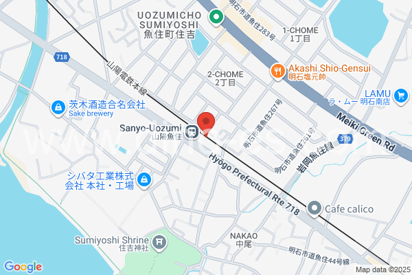 山陽魚住メンズエステの地図です。map of Sanyo Uozumi station where spa and massage salons are located