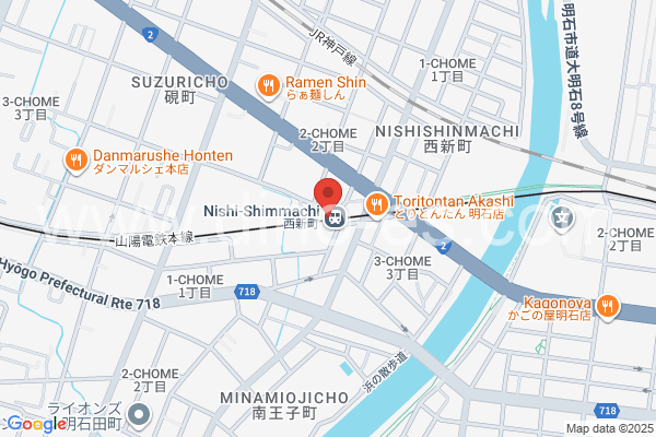 西新町メンズエステの地図です。map of Nishi-Shimmachi station where spa and massage salons are located