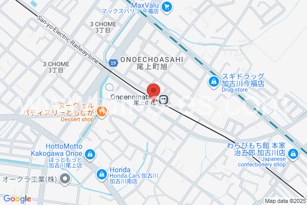 尾上の松メンズエステの地図です。map of Onoenomatsu station where spa and massage salons are located