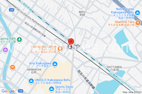 別府(兵庫)メンズエステの地図です。map of Befu station where spa and massage salons are located