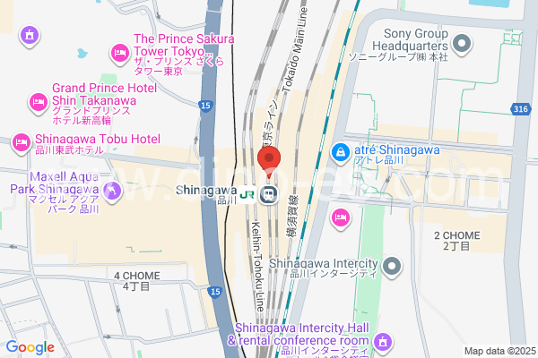 品川メンズエステの地図です。map of Shinagawa station where spa and massage salons are located