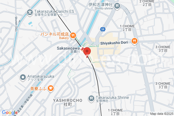逆瀬川メンズエステの地図です。map of Sakasegawa station where spa and massage salons are located