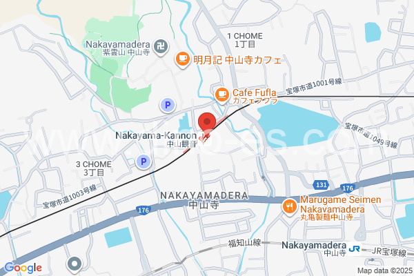 中山観音メンズエステの地図です。map of Nakayama-kannon station where spa and massage salons are located