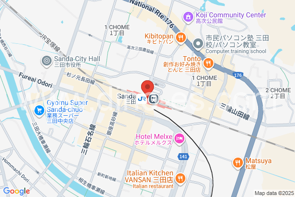 三田(兵庫)メンズエステの地図です。map of Mita station where spa and massage salons are located