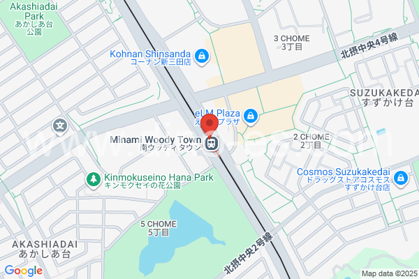 南ウッディタウンメンズエステの地図です。map of Minami Woody Town station where spa and massage salons are located