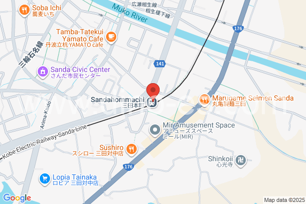 三田本町メンズエステの地図です。map of Sanda-Hommachi station where spa and massage salons are located