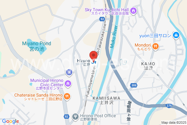 広野(兵庫)メンズエステの地図です。map of Hirono station where spa and massage salons are located