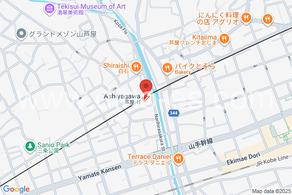 芦屋川メンズエステの地図です。map of Ashiyagawa station where spa and massage salons are located