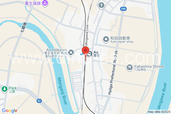 粟生メンズエステの地図です。map of Ao station where spa and massage salons are located
