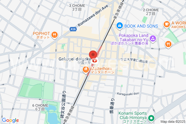 学芸大学メンズエステの地図です。map of Gakugeidaigaku station where spa and massage salons are located